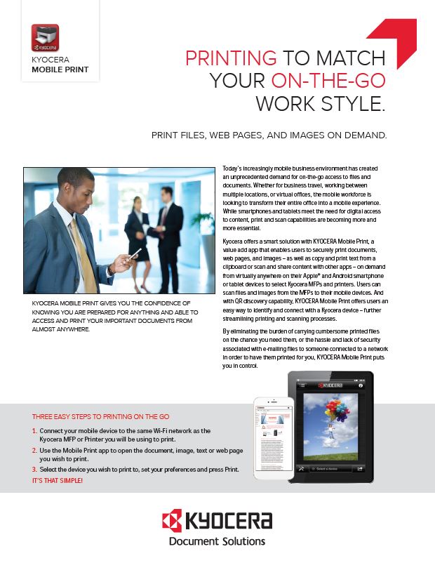 Kyocera, Software, Mobile, Cloud, Kyocera, Mobile Print, Middle Georgia Business Products