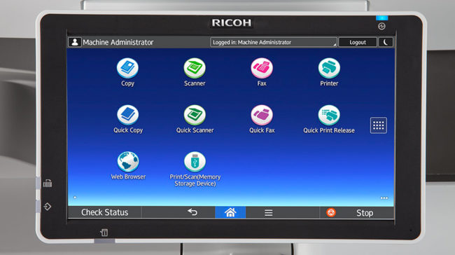 touch screen, user interface, UI, control panel, Ricoh, Middle Georgia Business Products